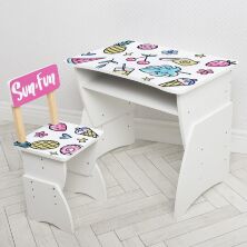 Дитяча парта регульована шкільна зі стільцем 905-130-1Б Фрукти біла**
