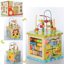 Дерев'яна іграшка Ігровий розвиваючий дерев'яний центр Бизиборд MD 2543 лабіринт сортер та інше**