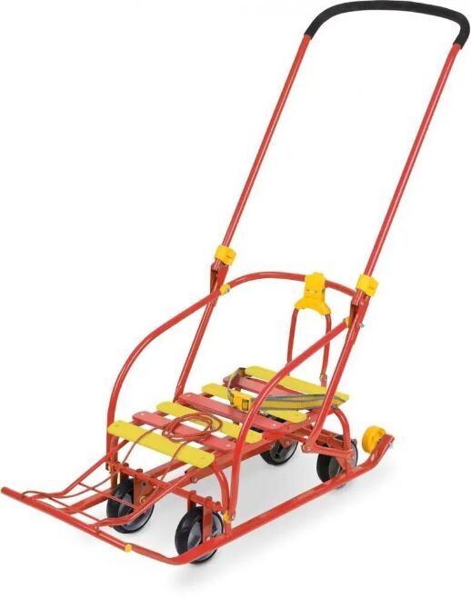 Дитячі Санки трансформер Nikki 3 з колісною базою і батьківською ручкою. Сани Червоні