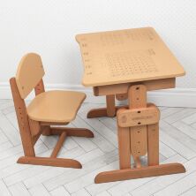Дитяча дерев'яна парта зі стільчиком 04-031 Алфавіт (укр англ) + Таблиця множення**