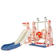 Дитяча пластикова гірка Гойдалка BAMBI WM19020-8 з баскетбольним кільцем персиково-синя**