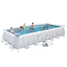 Каркасний прямокутний басейн BESTWAY 56475 розмір 732-366-132 см об'єм 30045 л з фільтр-насосом Драбина