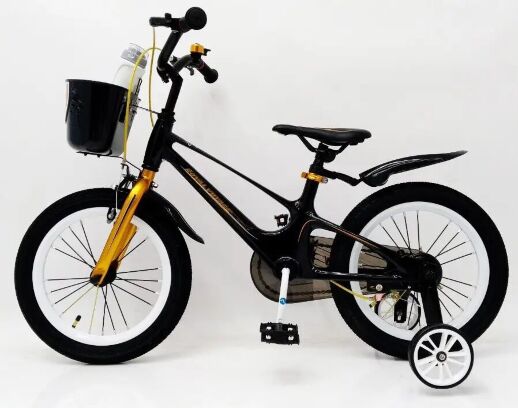 Велосипед дитячий двоколісний ROYAL VOYAGE 16-SHADOW колеса 16 дюймів Магнієва рама чорно-золотий