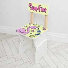 Дитяча парта регульована шкільна зі стільцем 905-131F Фламінго на жовтому тлі**