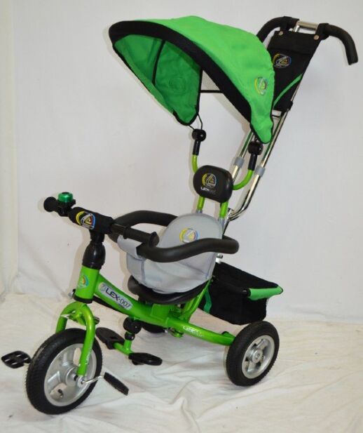 Велосипед-коляска дитячий триколісний Sigma LEX-903A-1 для хлопчика дівчинки з м'якими бортиками / салатовий