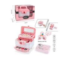 Ігровий набір декоративна КОСМЕТИКА для дівчинки дитяча M-611 (12 відтінків тіней+лак+пудра+рум'яна+пензлика)