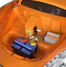 Дитячий двомісний електромобіль машина в чохлі Porsche M 4055ALS-7 фарбований Без Пульта Керування /помаранчевий