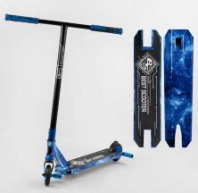 Трюковий самокат Best Scooter BS-99588 з ПЕГАМ / HIC-система / Алюмінієвий диск і дека З ПРИНТОМ / синій