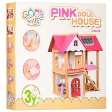 Будиночок для ляльок MD 1068 Будиночок з меблями двоповерховий дерев'яний