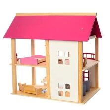 Будиночок для ляльок MD 1068 Будиночок з меблями двоповерховий дерев'яний
