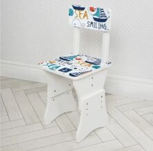 Дитяча парта регульована шкільна зі стільцем 904-116 біла / малюнок Морська**