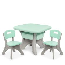 Дитячий пластиковий столик із двома стільчиками Bambi NEW TABLE-5 сіро-м'ятний**