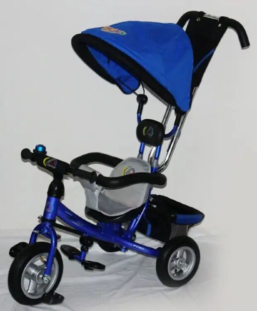 Велосипед-коляска дитячий триколісний Sigma LEX-903A-1 для хлопчика з м'якими бортиками / синій