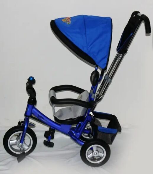 Велосипед-коляска дитячий триколісний Sigma LEX-903A-1 для хлопчика з м'якими бортиками / синій