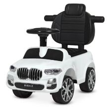 Дитяча каталка-толокар Машинка 2в1 ДЖИП M 4511-1 BMW БМВ з батьківською ручкою і бампером. Музика світло /білий