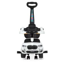 Дитяча каталка-толокар Машинка 2в1 ДЖИП M 4511-1 BMW БМВ з батьківською ручкою і бампером. Музика світло /білий