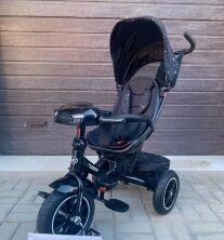 Дитячий велосипед Коляска триколісний з батьківською ручкою Turbo Trike М 5448HANS-20SP Чорний Зірочки