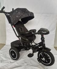 Дитячий велосипед Коляска триколісний з батьківською ручкою Turbo Trike М 5448HANS-20SP Чорний Зірочки