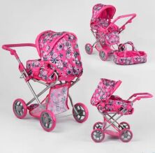 Коляска класична для ляльки з сумкою лялькова Carrello Unica 9346 HOT Pink малинова