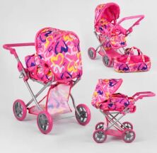 Коляска класична для ляльки з сумкою лялькова Carrello Unica 9346 HOT Pink малинова