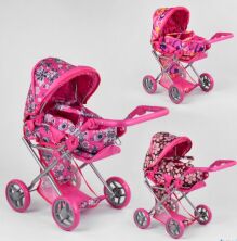 Коляска класична для ляльки з сумкою лялькова Carrello Unica 9346 HOT Pink малинова