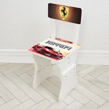 Дитяча парта зі стільчиком HB-301-47-1 регульована по висоті біла / малюнок Машина Ferrari**