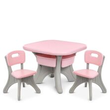 Дитячий пластиковий столик з двома стільчиками Bambi NEW TABLE-8 сіро-рожевий**