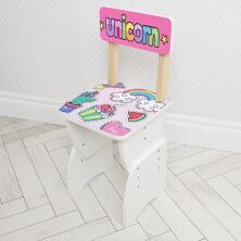 Дитяча парта регульована шкільна зі стільцем 905-133R Єдиноріжки на рожевому тлі / біла**