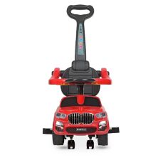 Дитяча каталка-толокар Машинка 2в1 ДЖИП M 4511-3 BMW БМВ з батьківською ручкою і бампером Музика світло Червоний