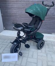 Дитячий велосипед Коляска триколісний з батьківською ручкою Turbo Trike М 5448HANS-4ST Зелений Зірочки