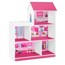 Будиночок стелаж, полиця для іграшок і книг HB-305-4 біло-малиновий Барбі
