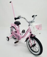 Велосипед дитячий двоколісний CASPER-14 Pink колеса 14 дюймів з батьківською ручкою рожевий