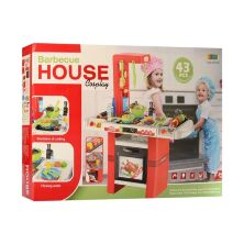 Дитячий ігровий набір інтерактивна кухня велика 8759 червона плита посуд продукти духовка мийка звук, світло**