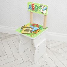 Дитяча парта регульована шкільна зі стільцем 905-134(UA) Школа на зеленому тлі / парта біла**