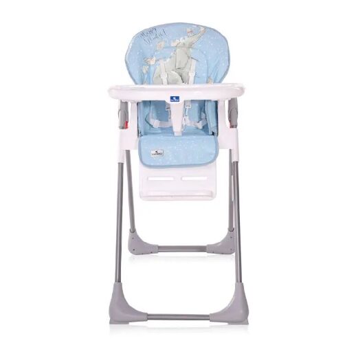 Стільчик для годування дитячий Lorelli (Bertoni) Cryspi Tender Blue Fun. Стілець з шкіряним сидінням. Блакитний