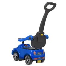 Дитяча каталка-толокар Машинка 2в1 ДЖИП M 4511-4 BMW БМВ з батьківською ручкою і бампером Музика світло / Синій