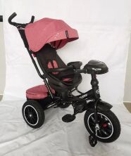 Дитячий велосипед Коляска триколісний з батьківською ручкою Turbo Trike М 5448HANS-6SP Рожевий Зірочки