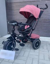 Дитячий велосипед Коляска триколісний з батьківською ручкою Turbo Trike М 5448HANS-6SP Рожевий Зірочки