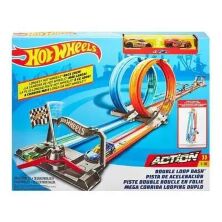 Автотрек гоночна траса Портативний ТРЕК GFH85 Hot Wheels "Подвійна петля". Хот Вілс