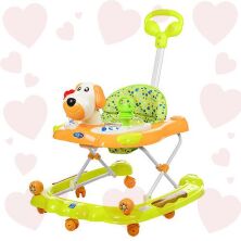 Дитячі ходунки «Собачка» з батьківською ручкою B901-1T Bambi, рожеві