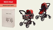 Коляска для ляльок Melogo 9633 Red трансформер зима-літо регульована ручка капюшон, корзина для іграшок