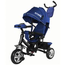 Дитячий велосипед-коляска триколісна TILLY STORM T-349/2 з фарою на кермі і російськими мелодіями / колір синій
