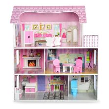 Будиночок для ляльок дерев'яний Limo Toy MD 1204 ляльковий Дім триповерховий з меблями**