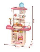 Дитяча кухня 65T-4 з посудом, інтерактивна іграшка, підсвічування, звук, пара, тече вода