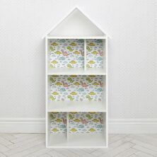 Будиночок-стелаж-полку дитяча для іграшок і книг H 2020-9-1 Динозаври білий