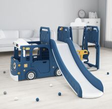 Дитяча пластикова гірка Гойдалка BAMBI WM19090-4 з Будиночком і баскетбольним кільцем/колір синій**