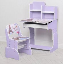 Дитяча регульована парта зі стільчиком растишка Bambi BL 2071-22 Париж бузковий**