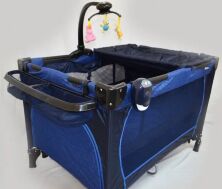 Дитячий манеж-ліжко з пеленатором SIGMA F-W-2 прямокутний з ігровою каруселлю / синій