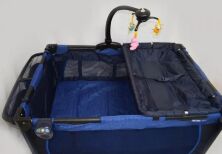 Дитячий манеж-ліжко з пеленатором SIGMA F-W-2 прямокутний з ігровою каруселлю / синій