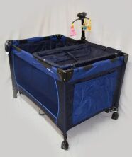 Дитячий манеж-ліжко з пеленатором SIGMA F-W-2 прямокутний з ігровою каруселлю / синій